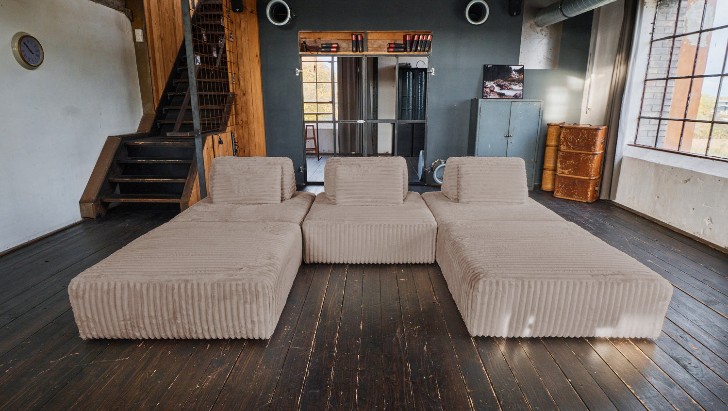 KAWOLA Modulsofa WIOLO SOFT 5 Module 5 Rückenkissen Weicher Breitcord taupe