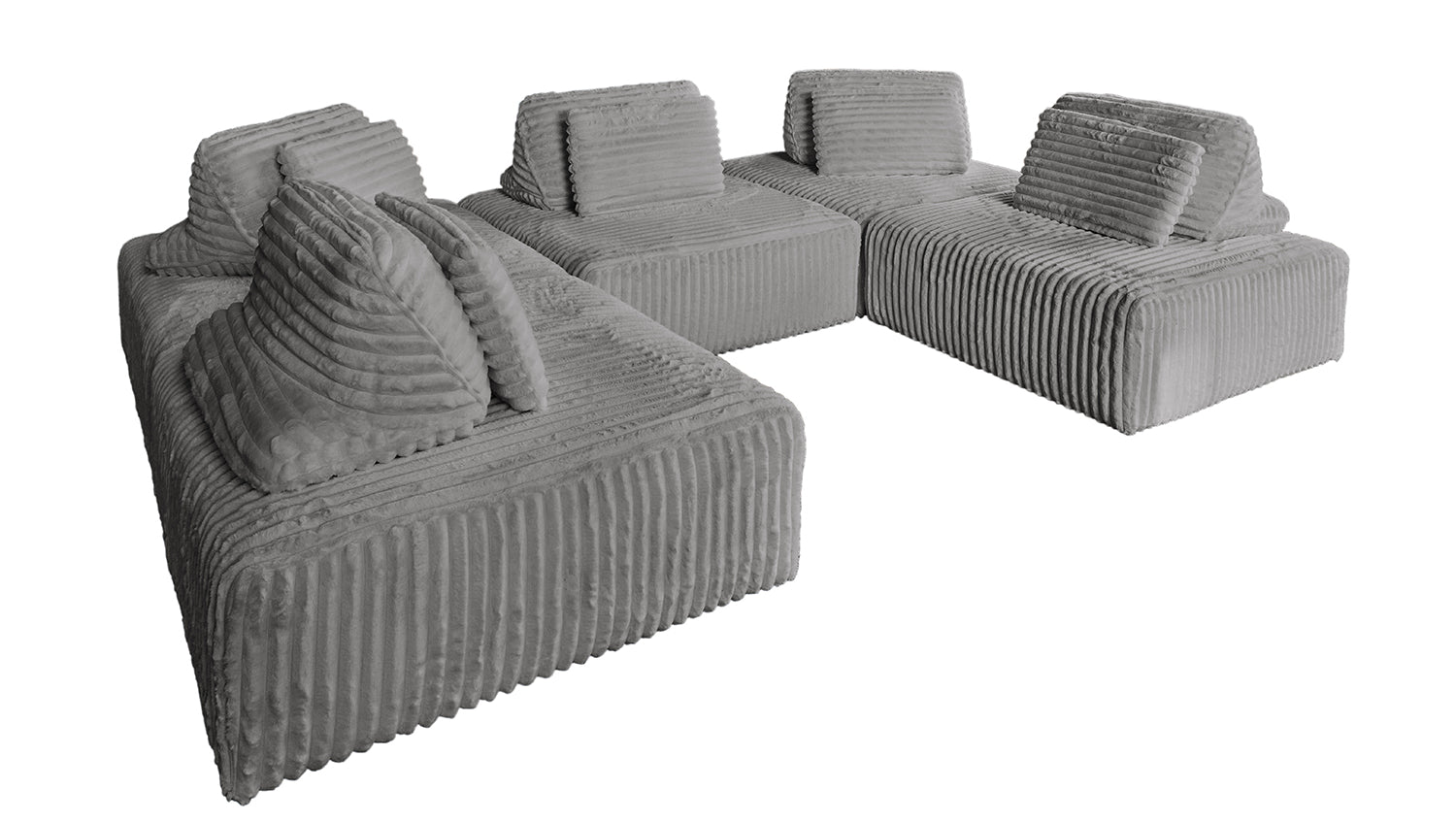 KAWOLA Modulsofa WIOLO SOFT 5 Module 5 Rückenkissen Weicher Breitcord grau