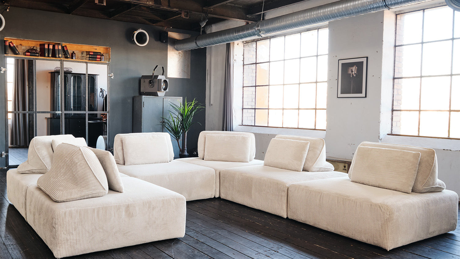KAWOLA Modulsofa WIOLO SOFT 6 Module 6 Rückenkissen Cord cremeweiß