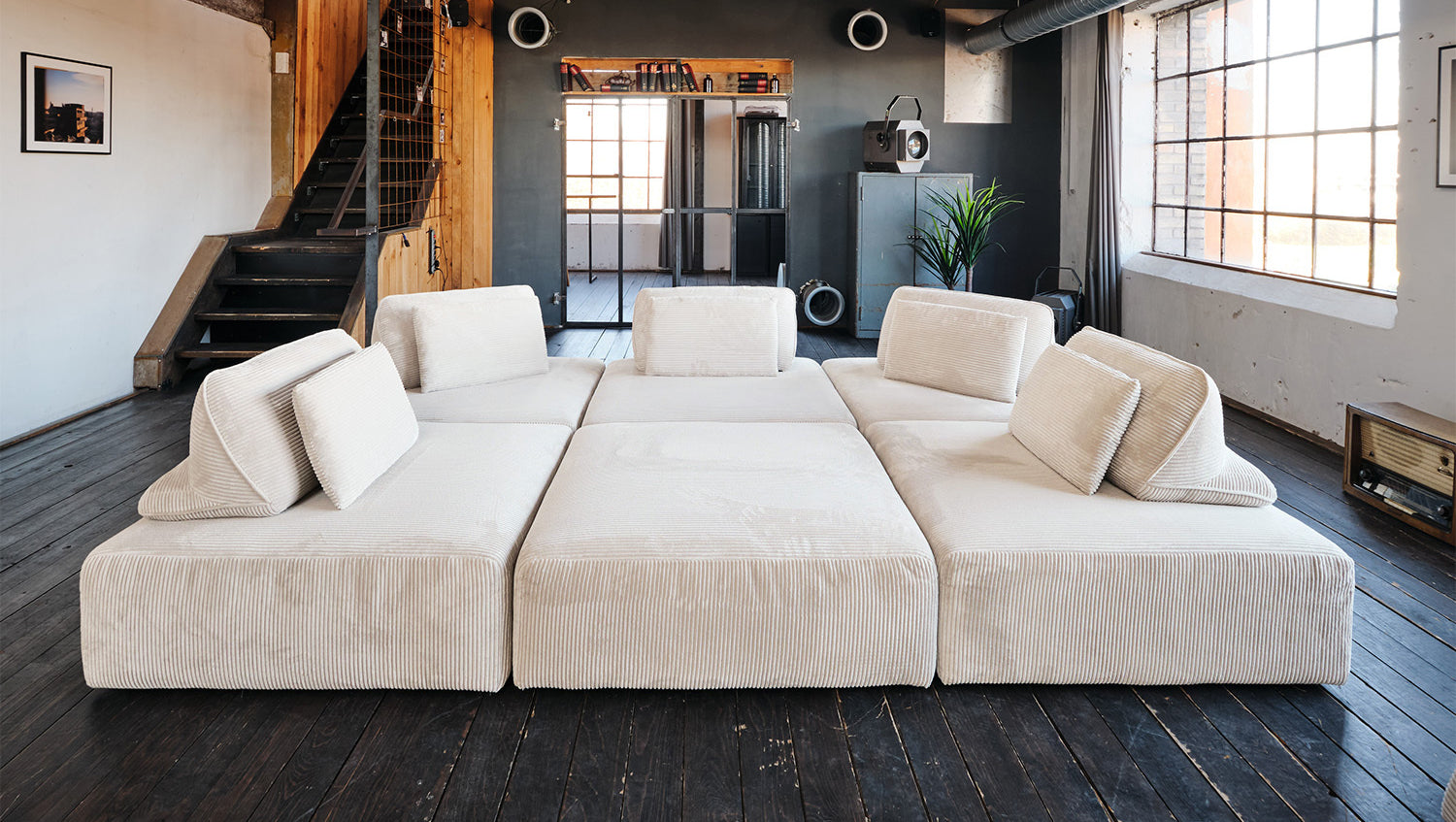 KAWOLA Modulsofa WIOLO SOFT 6 Module 6 Rückenkissen Cord cremeweiß