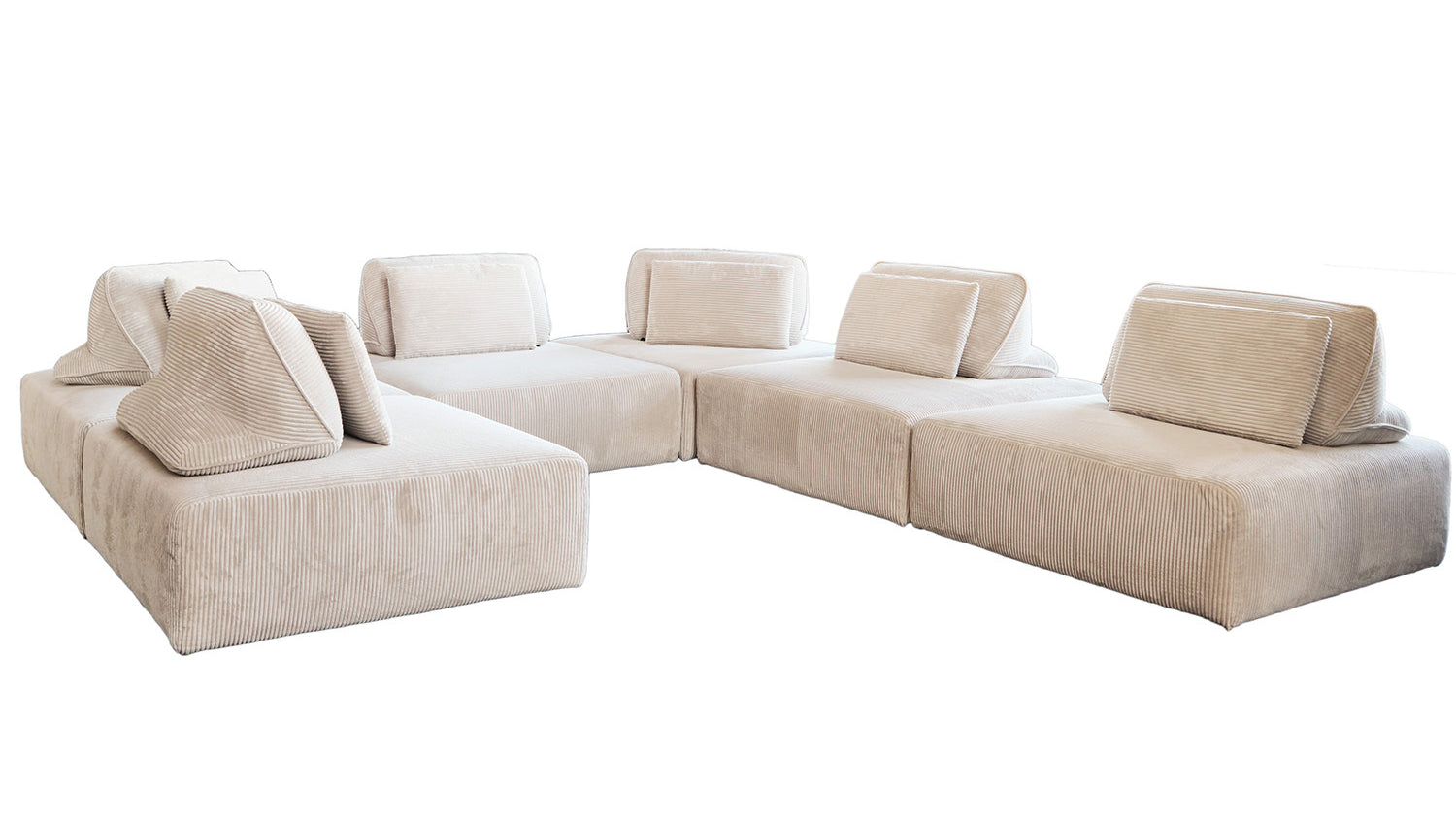 KAWOLA Modulsofa WIOLO SOFT 6 Module 6 Rückenkissen Cord cremeweiß