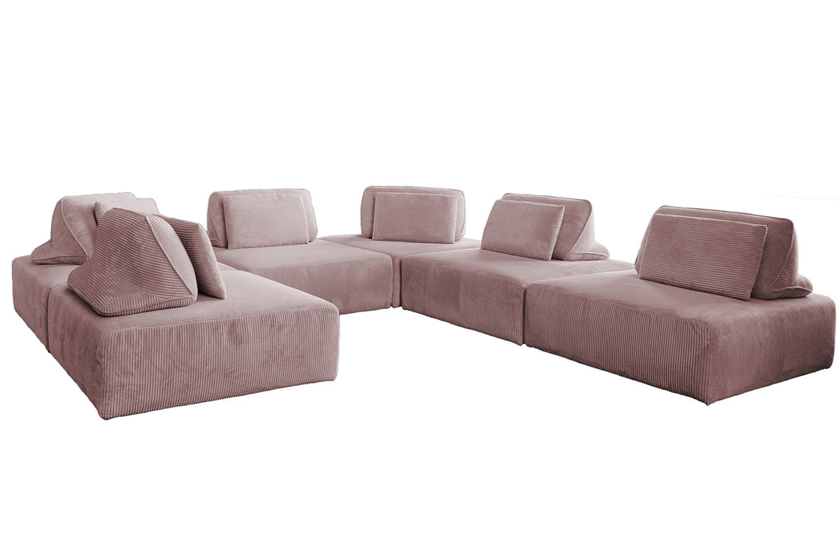 KAWOLA Modulsofa WIOLO SOFT 6 Module 6 Rückenkissen Cord rosa