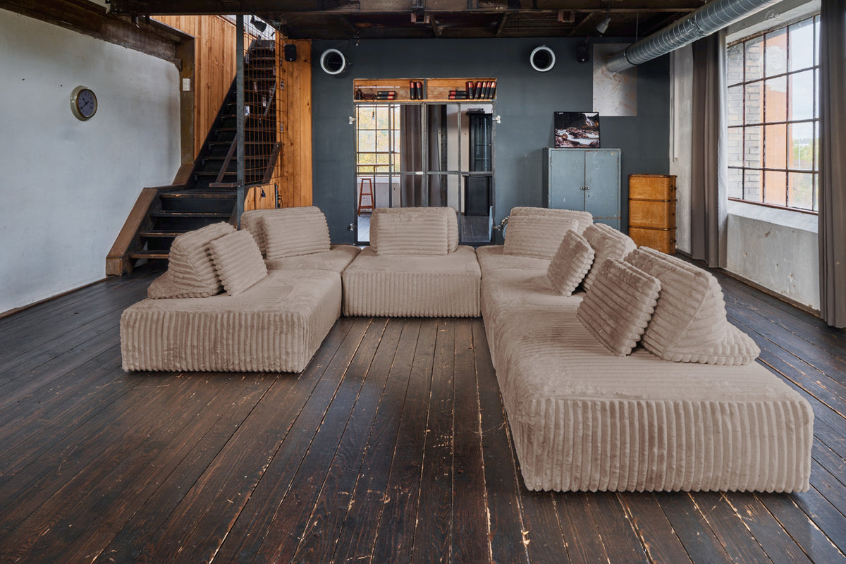 KAWOLA Modulsofa WIOLO SOFT 6 Module 6 Rückenkissen Weicher Breitcord taupe
