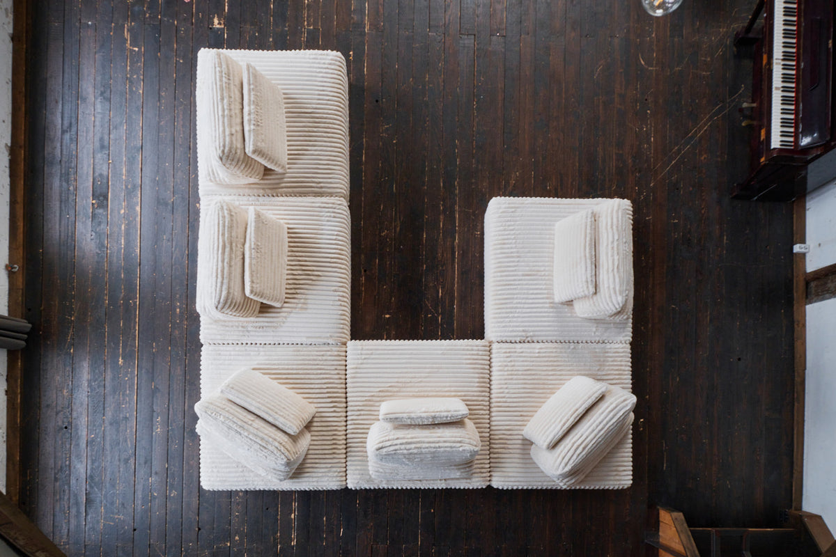KAWOLA Modulsofa WIOLO SOFT 6 Module 6 Rückenkissen Weicher Breitcord cremeweiß