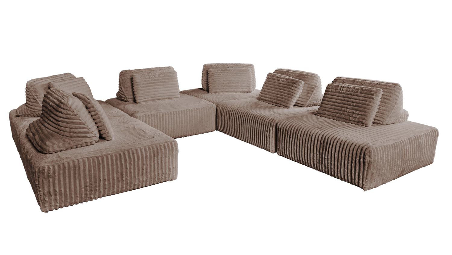 KAWOLA Modulsofa WIOLO SOFT 6 Module 6 Rückenkissen Weicher Breitcord taupe