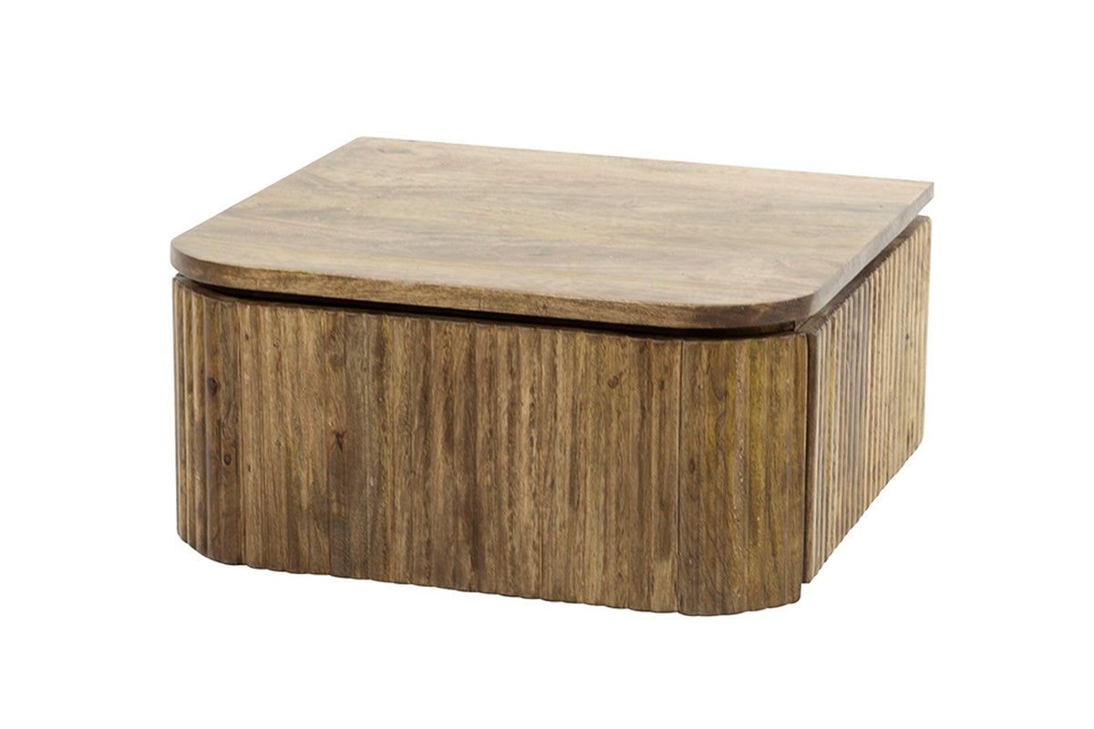 KAWOLA Nachttisch HEVE hängend abgerundet Mangoholz massiv natur 1 Schublade