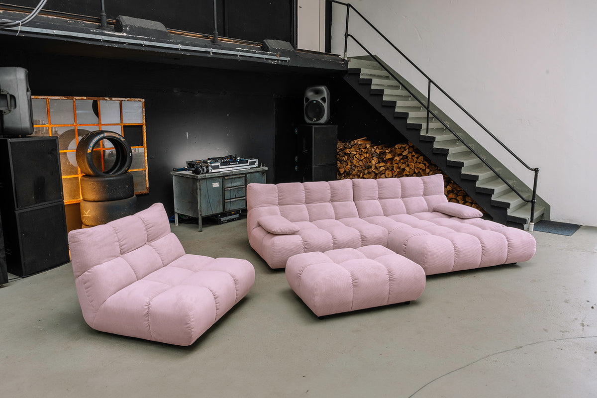 KAWOLA Polsterhocker VIVIEN Hockerbank Feincord rosa