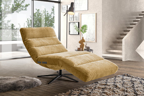 KAWOLA Relaxliege ALINA motorisch Cord Vintage senf, Drehbar (360°), Relaxfunktion