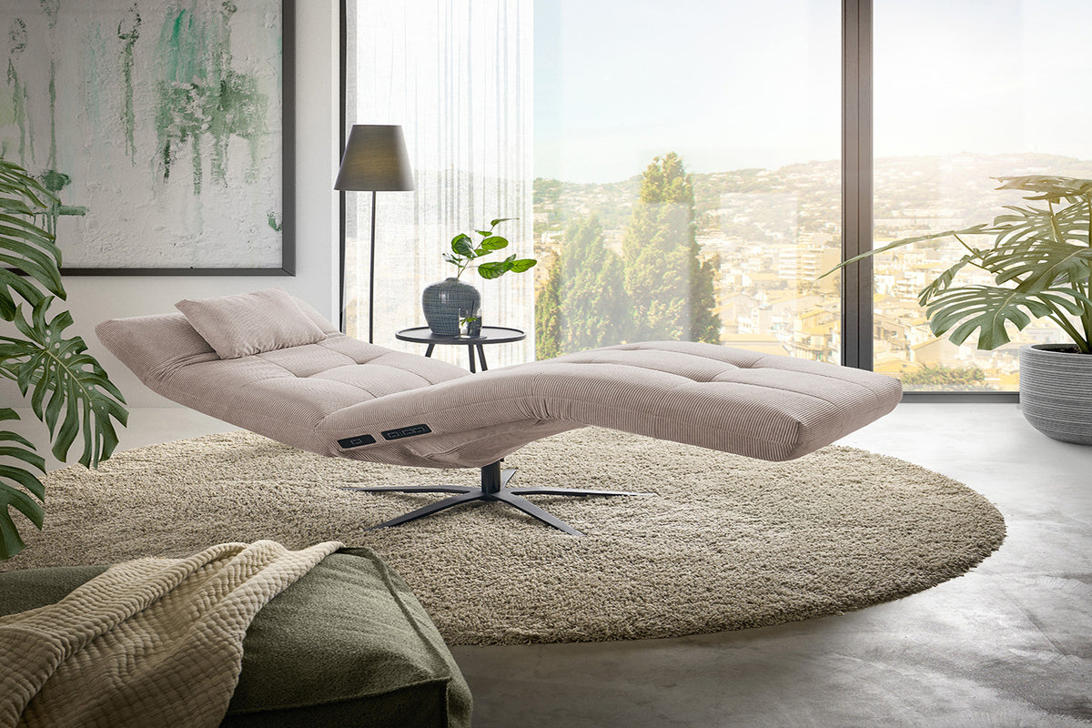 KAWOLA Relaxliege LETICIA motorisch Feincord beige