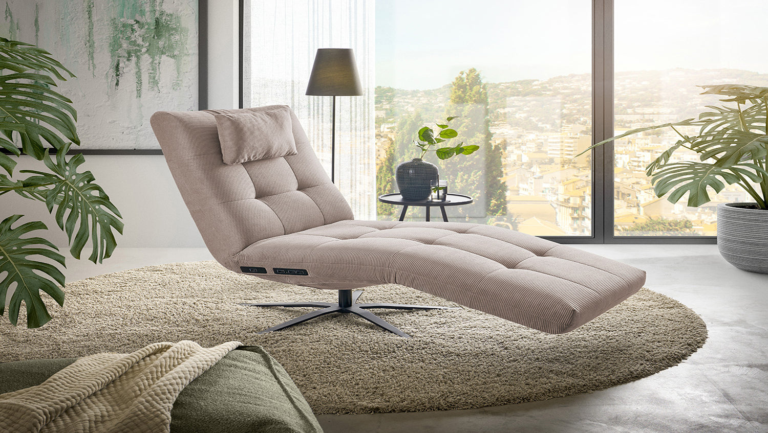 KAWOLA Relaxliege LETICIA motorisch Feincord beige