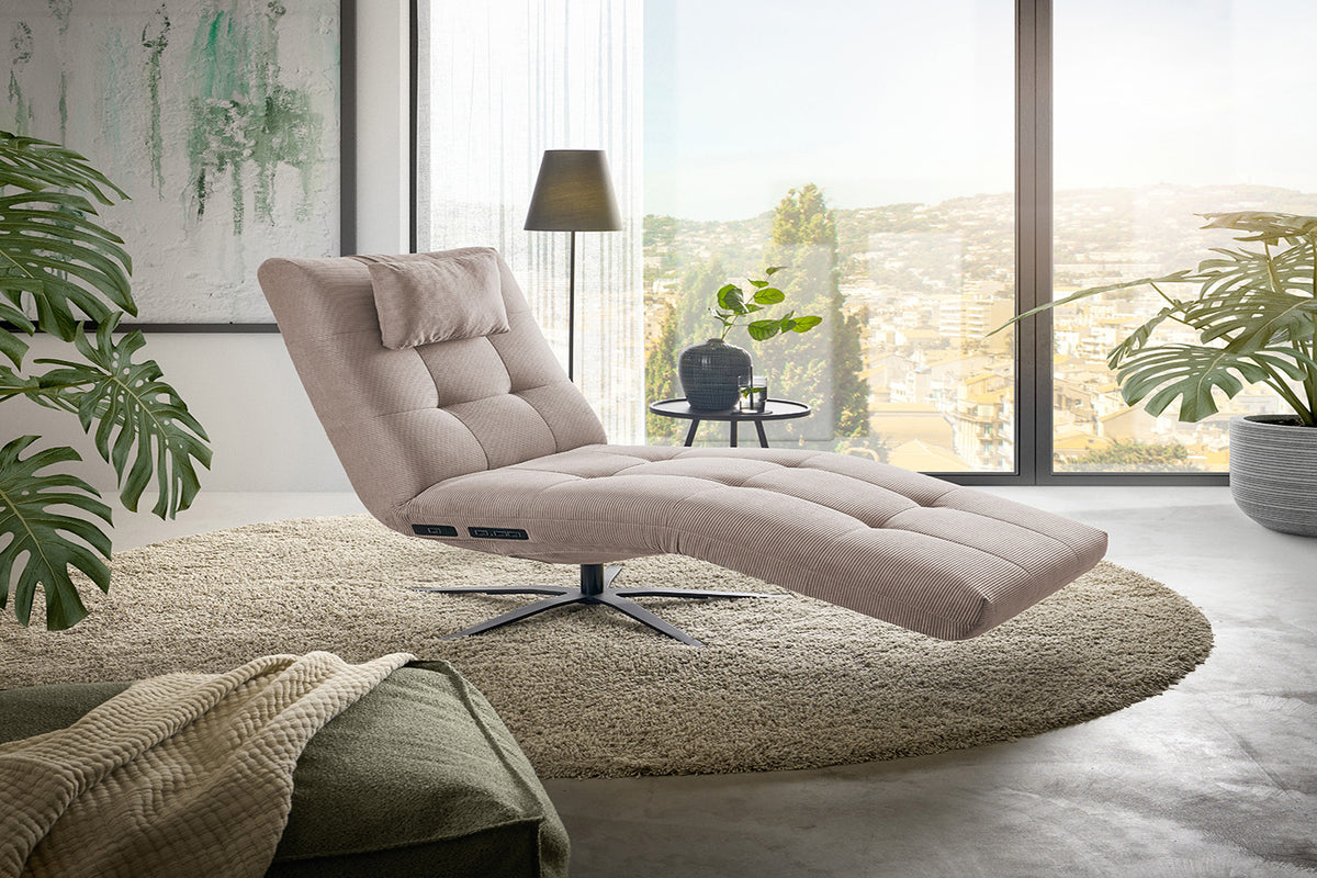 KAWOLA Relaxliege LETICIA motorisch Feincord beige