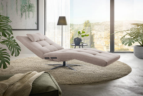 KAWOLA Relaxliege LETICIA motorisch Feincord beige, Mit Kissen, Relaxfunktion, Drehbar (360°), Ohne Akku