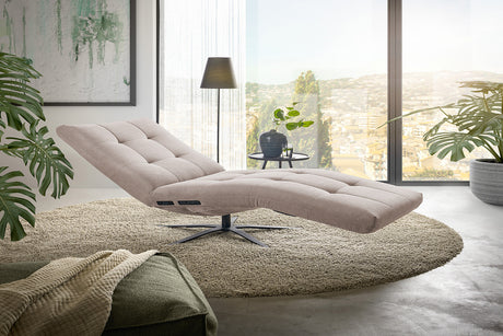 KAWOLA Relaxliege LETICIA motorisch Feincord beige, Ohne Zusatzausstattung, Drehbar (360°), Relaxfunktion, Mit Akku