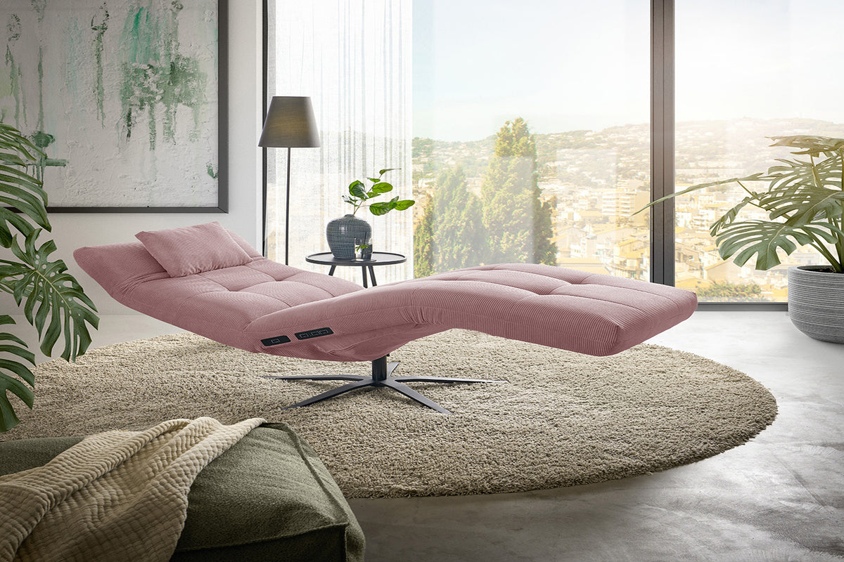 KAWOLA Relaxliege LETICIA motorisch Feincord rosa