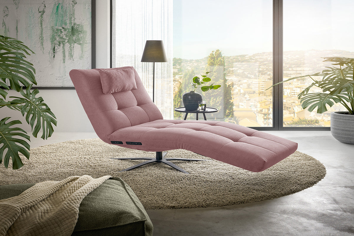 KAWOLA Relaxliege LETICIA motorisch Feincord rosa