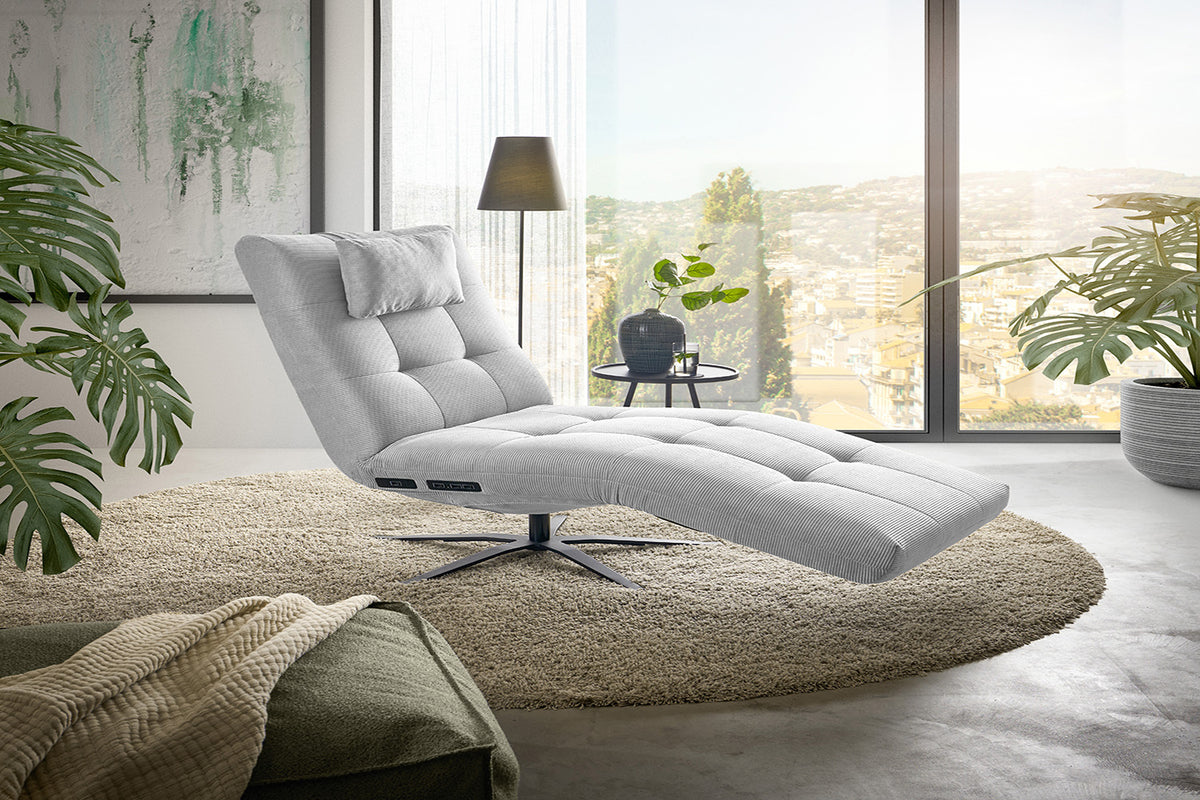 KAWOLA Relaxliege LETICIA motorisch Feincord silber