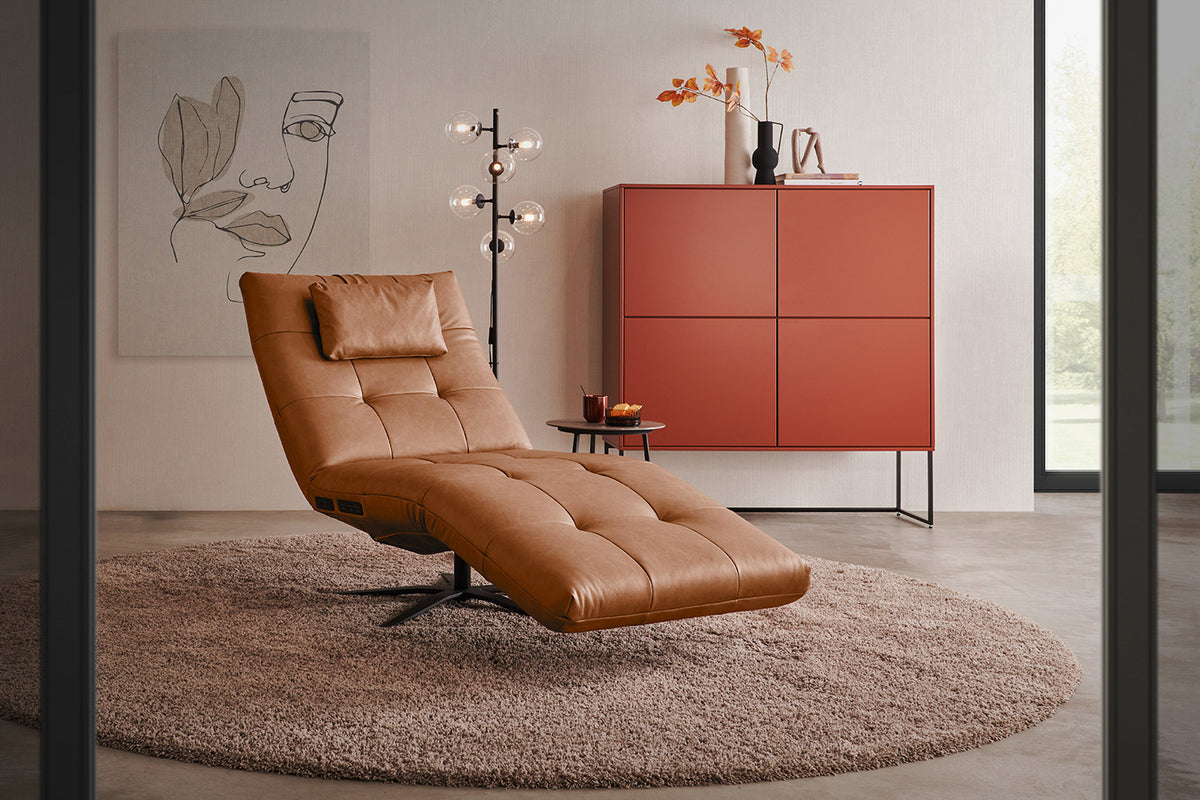 KAWOLA Relaxliege LETICIA motorisch Leder cognac