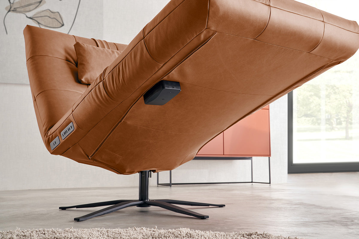 KAWOLA Relaxliege LETICIA motorisch Leder cognac