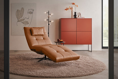 KAWOLA Relaxliege LETICIA motorisch Leder cognac, Mit Kissen, Ohne Akku