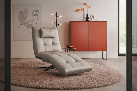 KAWOLA Relaxliege LETICIA motorisch Leder grau