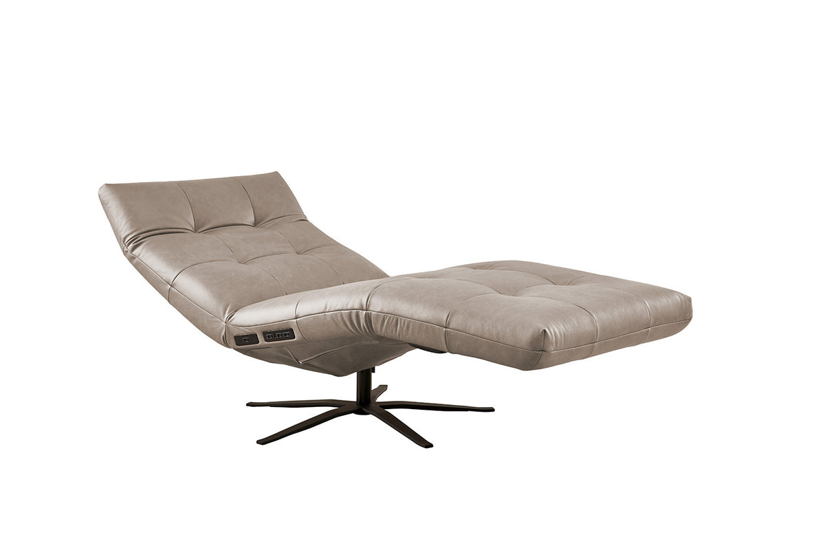 KAWOLA Relaxliege LETICIA motorisch Leder grau