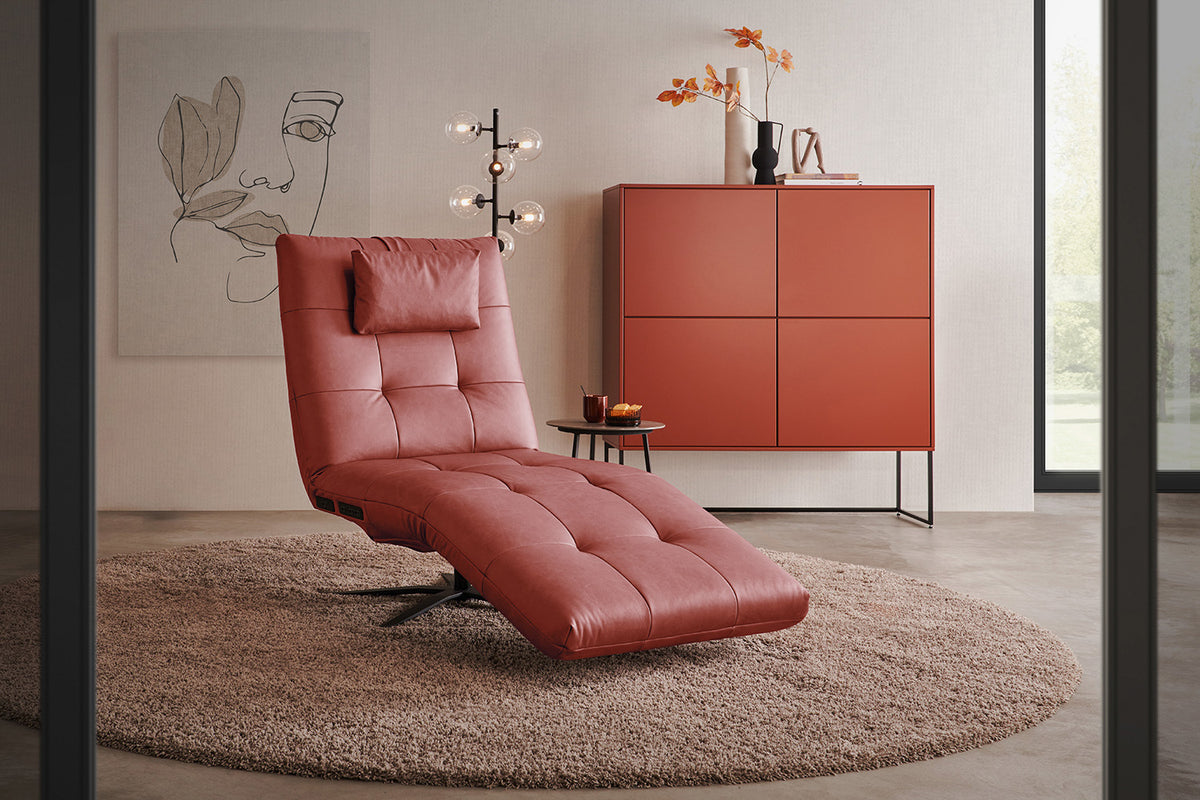KAWOLA Relaxliege LETICIA motorisch Leder rot