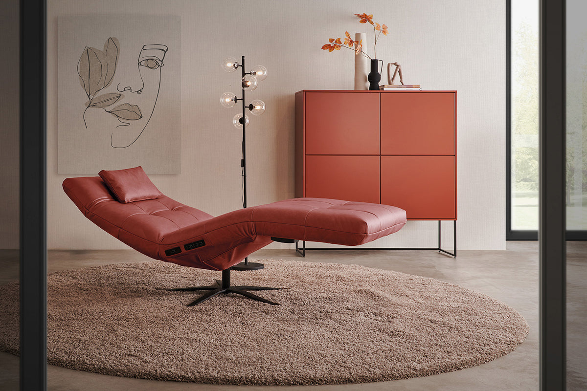 KAWOLA Relaxliege LETICIA motorisch Leder rot