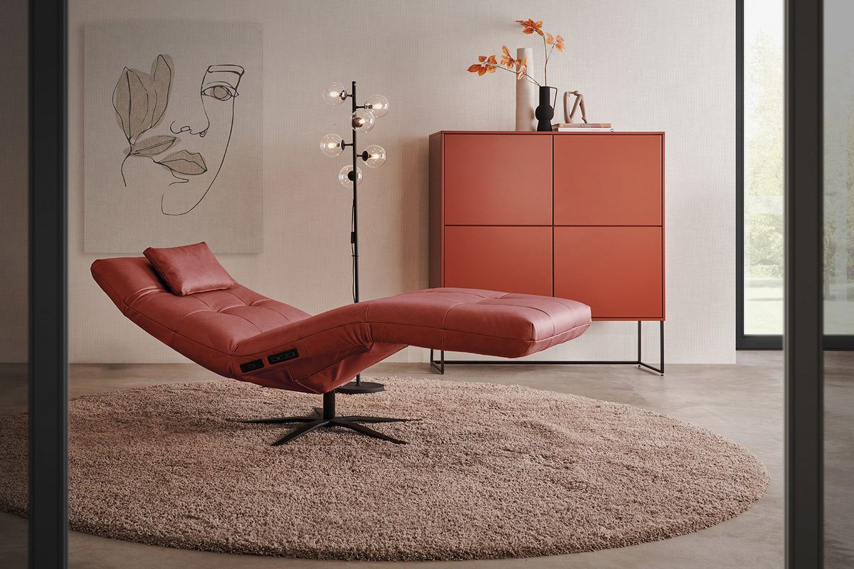 KAWOLA Relaxliege LETICIA motorisch Leder rot