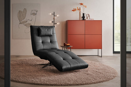 KAWOLA Relaxliege LETICIA motorisch Leder schwarz