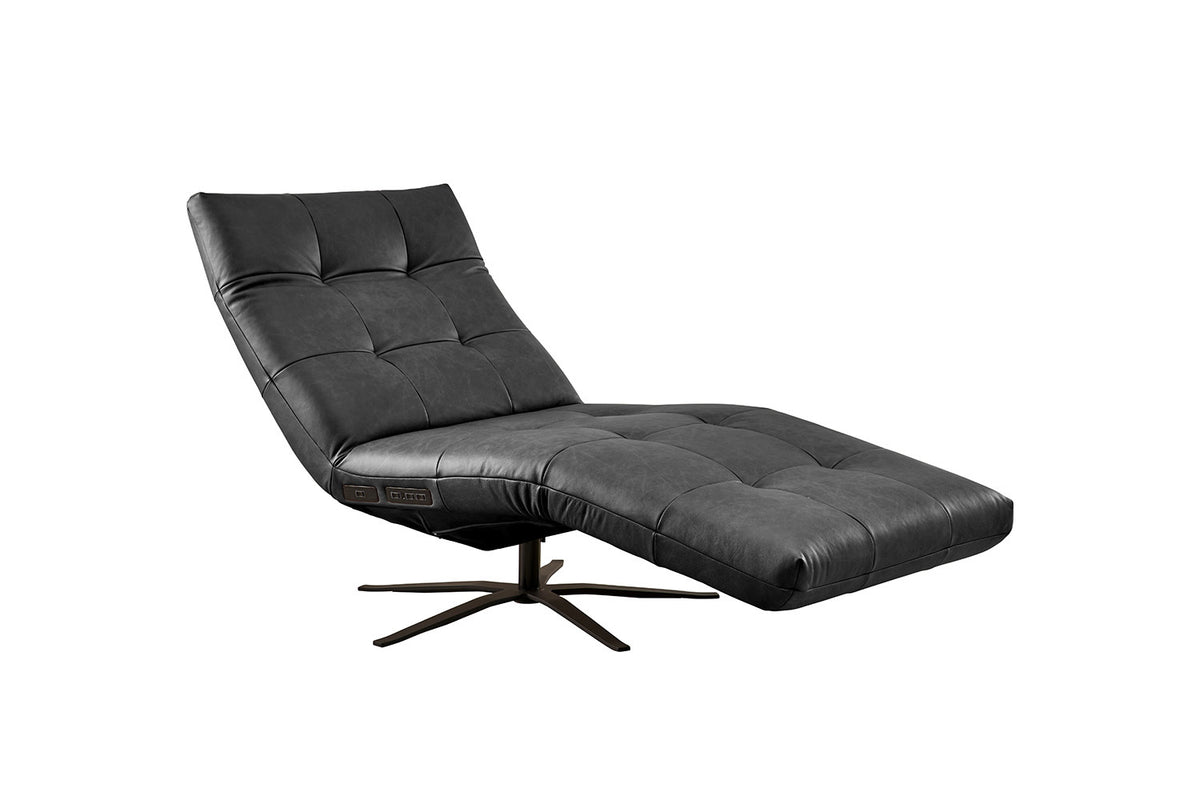KAWOLA Relaxliege LETICIA motorisch Leder schwarz