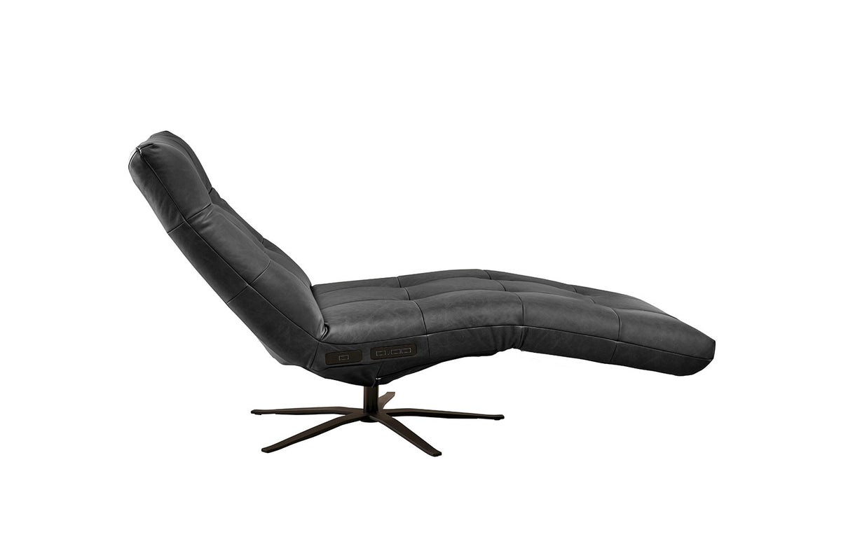 KAWOLA Relaxliege LETICIA motorisch Leder schwarz