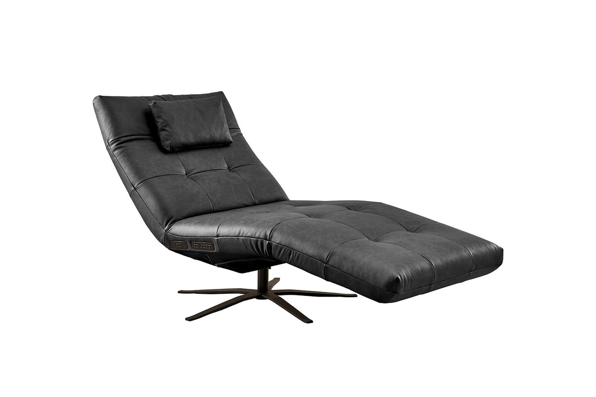 KAWOLA Relaxliege LETICIA motorisch Leder schwarz