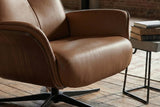KAWOLA Relaxsessel FERREIRA Drehsessel Leder braun mit Hocker