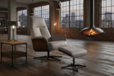 KAWOLA Relaxsessel FERREIRA Drehsessel Leder grau mit Hocker