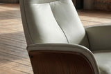 KAWOLA Relaxsessel FERREIRA Drehsessel Leder grau mit Hocker