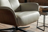 KAWOLA Relaxsessel FERREIRA Drehsessel Leder grau mit Hocker