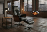KAWOLA Relaxsessel FERREIRA Drehsessel Leder schwarz mit Hocker