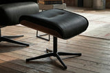 KAWOLA Relaxsessel FERREIRA Drehsessel Leder schwarz mit Hocker