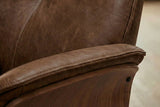 KAWOLA Relaxsessel FERREIRA Drehsessel Lederfaserstoff cognac mit Hocker