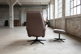 KAWOLA Relaxsessel JOSIANE Drehsessel Lederfaserstoff anthrazit mit Hocker