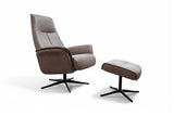 KAWOLA Relaxsessel JOSIANE Drehsessel Lederfaserstoff anthrazit mit Hocker
