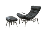 KAWOLA Relaxsessel ROWA Sessel Leder grau inklusive Hocker