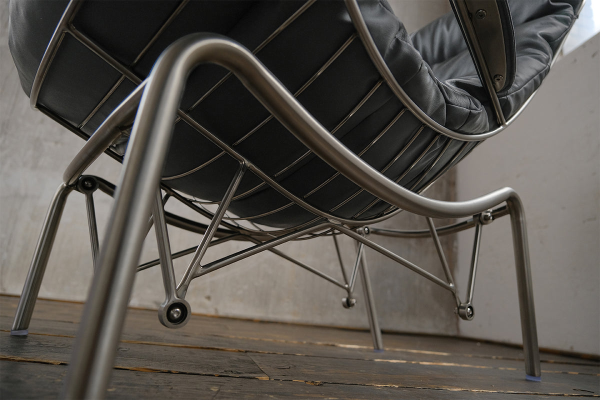 KAWOLA Relaxsessel ROWA Sessel Leder grau inklusive Hocker