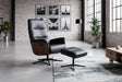 KAWOLA Relaxsessel SILVA Drehsessel Leder schwarz mit Hocker