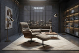 KAWOLA Relaxsessel SILVA Drehsessel Schaffell beige mit Hocker