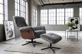 KAWOLA Relaxsessel SILVA Drehsessel Schaffell hellgrau mit Hocker