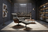 KAWOLA Relaxsessel SILVA Drehsessel Schaffell hellgrau mit Hocker