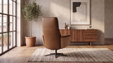 KAWOLA Relaxsessel VANITAS Drehsessel Leder braun mit Hocker
