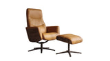 KAWOLA Relaxsessel VANITAS Drehsessel Leder cognac mit Hocker