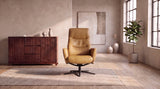 KAWOLA Relaxsessel VANITAS Drehsessel Leder cognac mit Hocker
